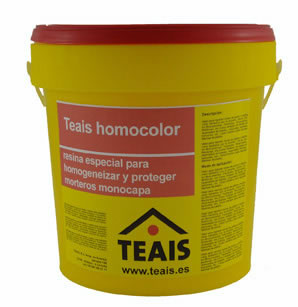 TEAIS HOMOCOLOR , RÉSINE SPÉCIALE POUR HOMOGÉNÉISER ET PROTÉGER LES MORTIERS MONOCOUCHE